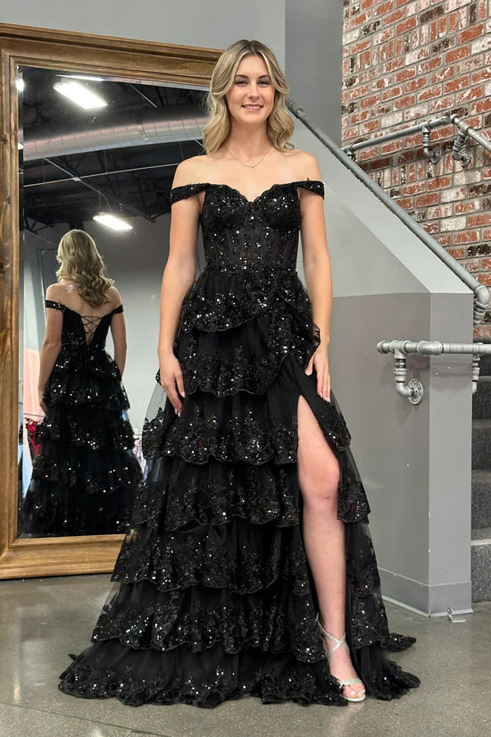 A-Line Off-Shoulder Empire With Side Slit Lace Prom Dress Movousdress A-Line Off-Shoulder Empire With Side Slit Lace Prom Dress Movousdress