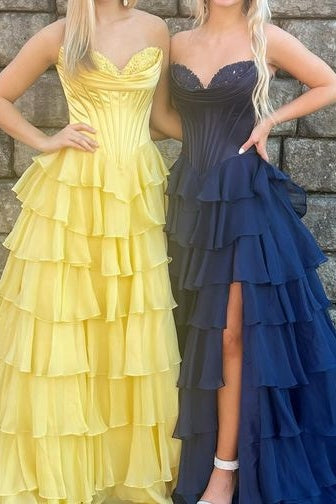 A-line Cap Sleeves Sweetheart Layered Prom Dress