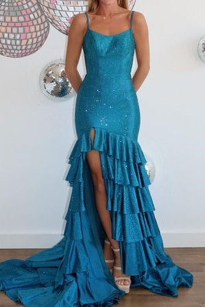 Bateau Sleeveless Beaded Tiered Lace Up Prom Dress