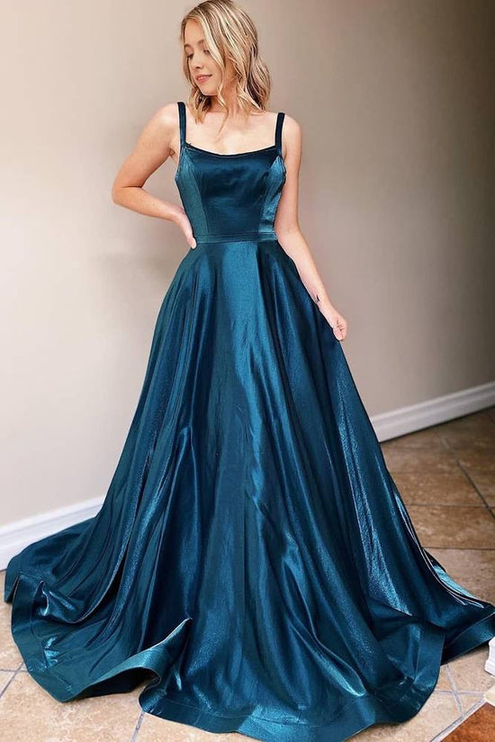 Bateau Sleeveless Satin A-Line Party Prom Dress