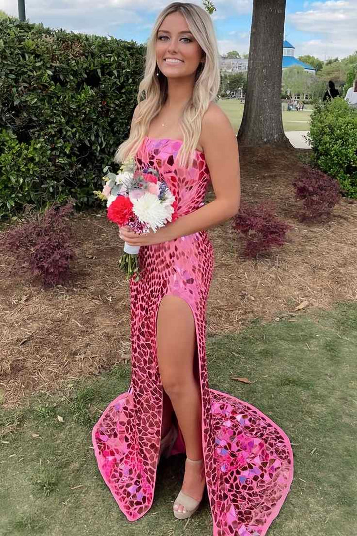 Bateau Strapless Fully Beaded Mermaid Party Prom Dress