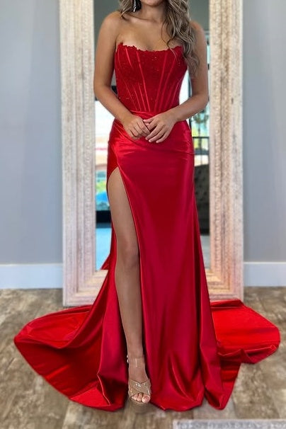 Bateau Strapless Two Tone Mermaid Party Prom Dress