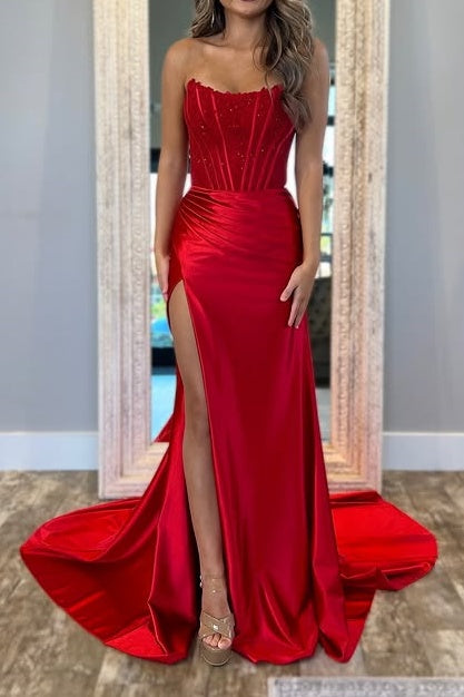 Bateau Strapless Two Tone Mermaid Party Prom Dress