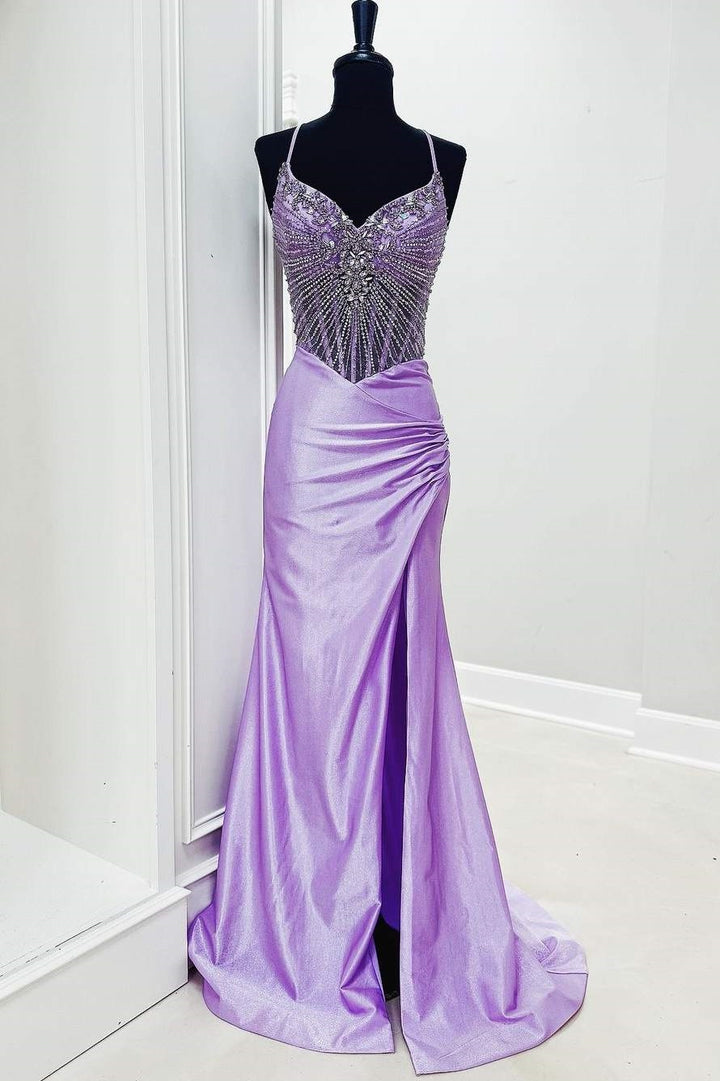 Beaded Mermaid Spaghetti Straps Mermaid Prom Party Dress