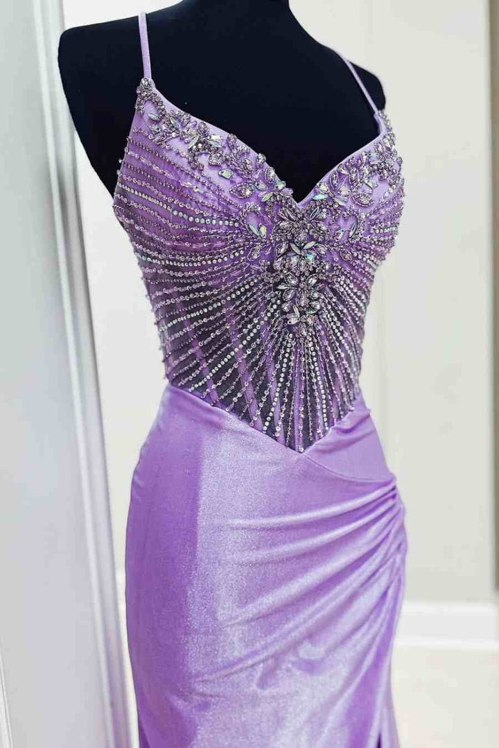 Beaded Mermaid Spaghetti Straps Mermaid Prom Party Dress
