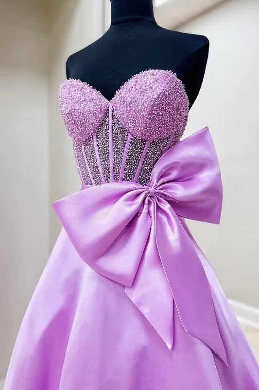 Beaded Sweetheart Strapless A-Line Party Prom Dress