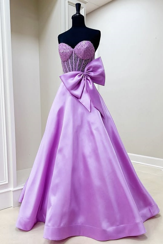 Beaded Sweetheart Strapless A-Line Party Prom Dress