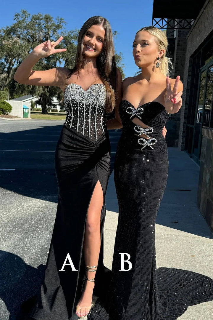 Black Sweetheart Sleeveles Mermaid Party Prom Dress