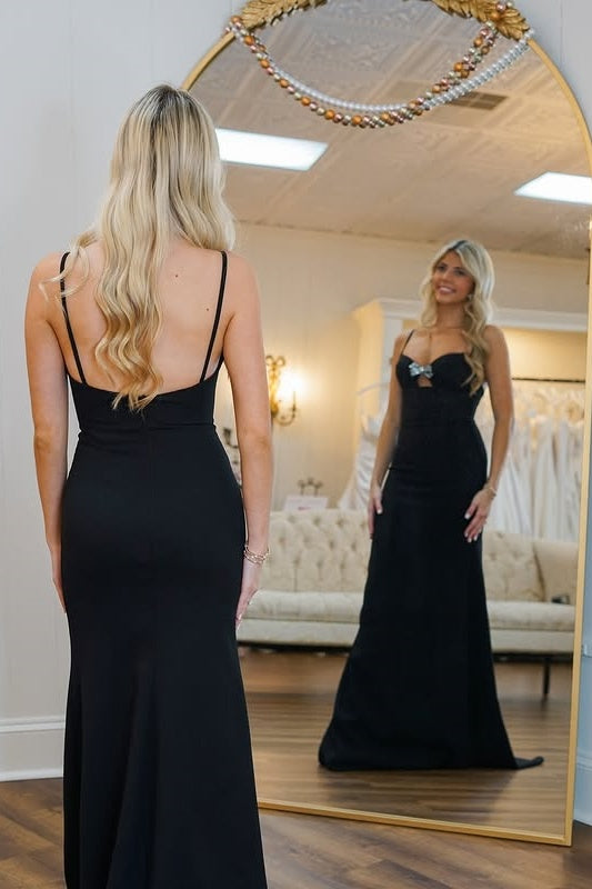 Black Sweetheart Spaghetti Straps Mermaid Party Prom Dress