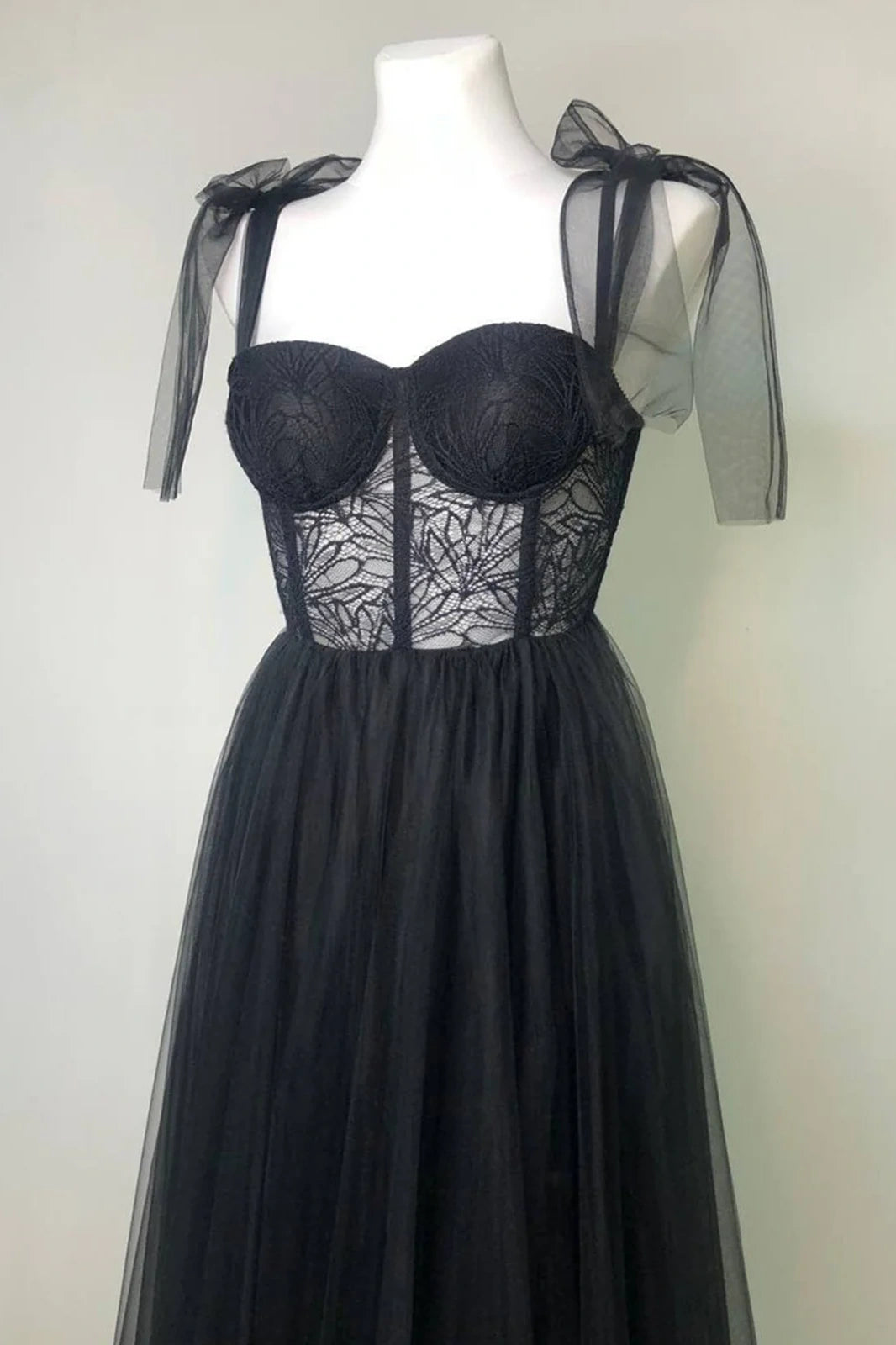 Black Sweetheart Tulle A-Line Party Prom Dress