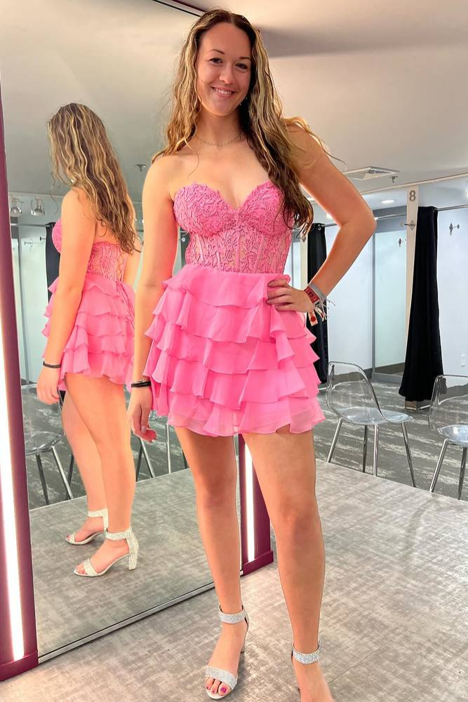 Casual A-Line Sweetheart Beaded Applique Short Homecoming Dress