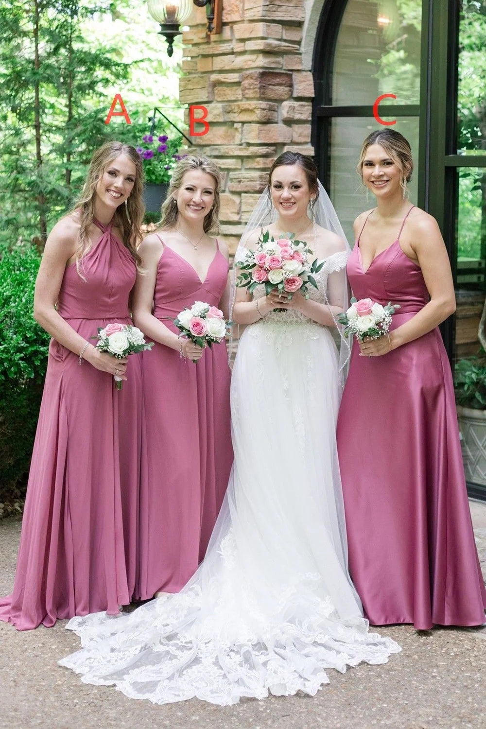 Casual Satin A-Line Different Styles Bridesmaid Dress