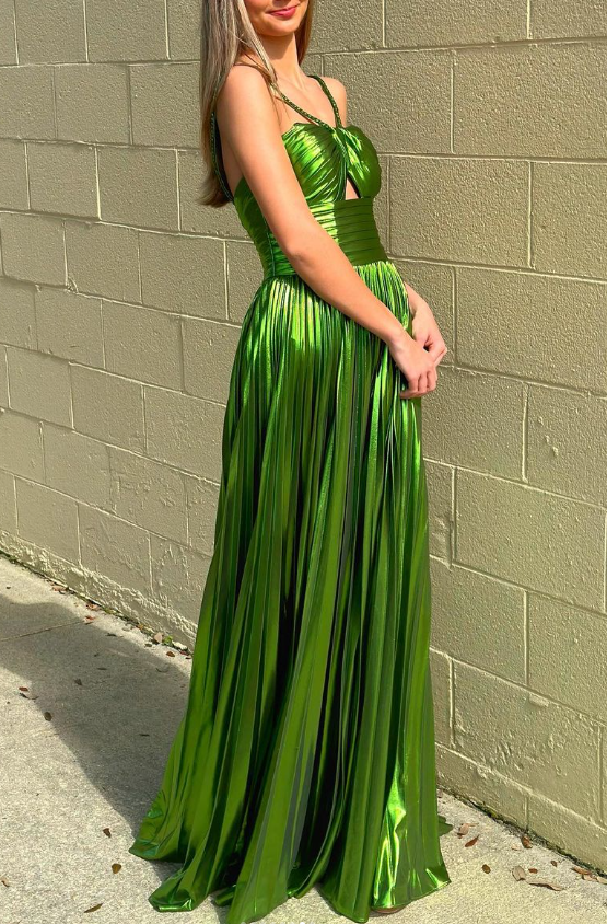 Casual Satin A-Line Halter Sleeveless Long Prom Dress