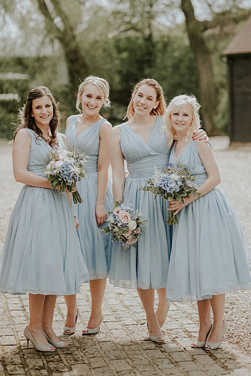 Chic A-Line V-Neck Sleeveless Chiffon Bridesmaid Dress