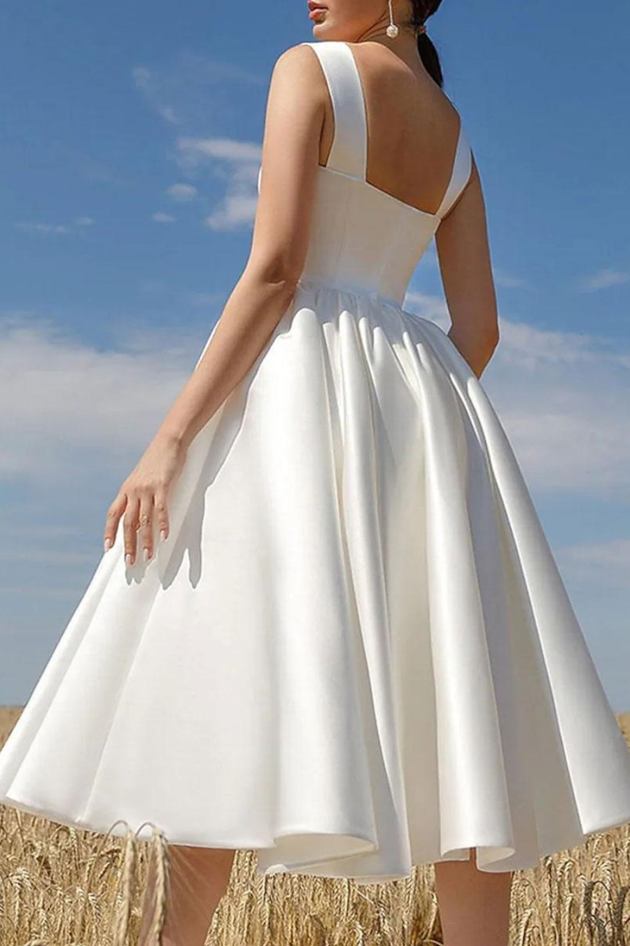 Chic Satin A-Line Sweetheart Empire Wedding Dress