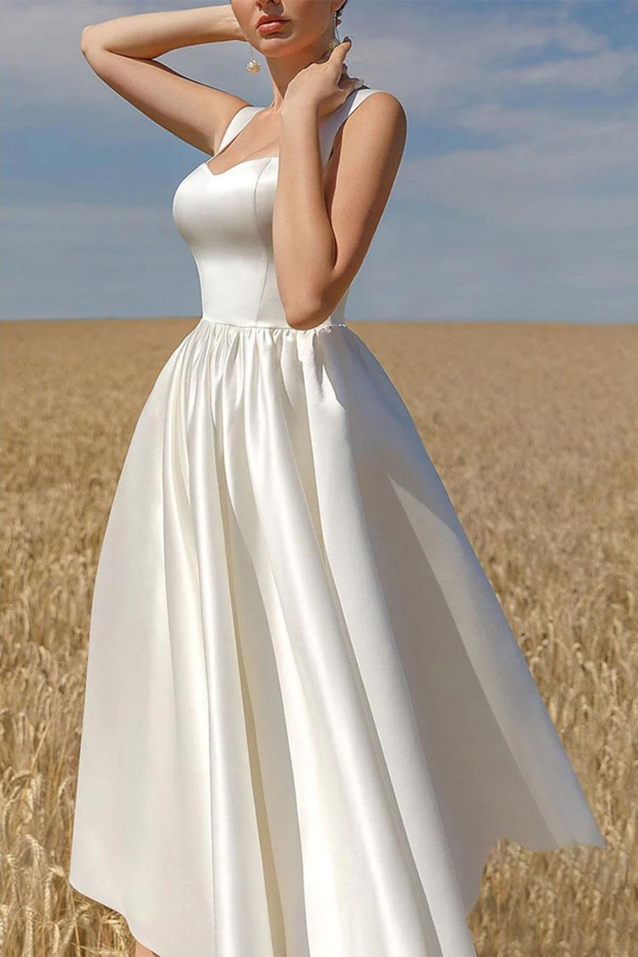 Chic Satin A-Line Sweetheart Empire Wedding Dress