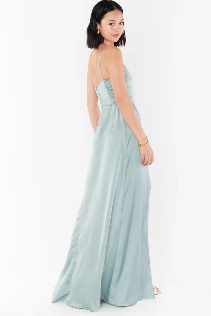 Chic Satin One Shoulder Empire Sleeveless Bridesmaid Dress