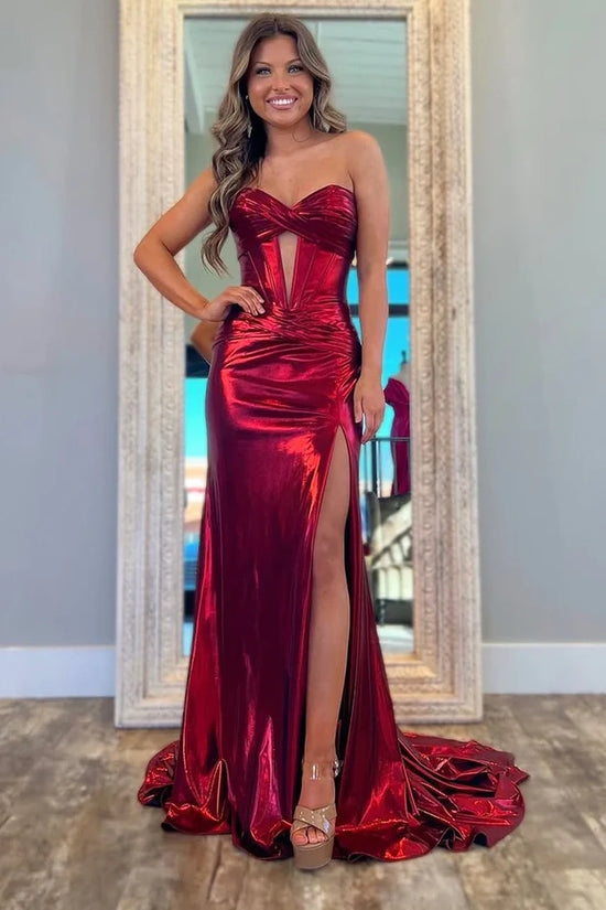 Chic Satin Sweetheart Sleeveless Mermaid Party Prom Dress