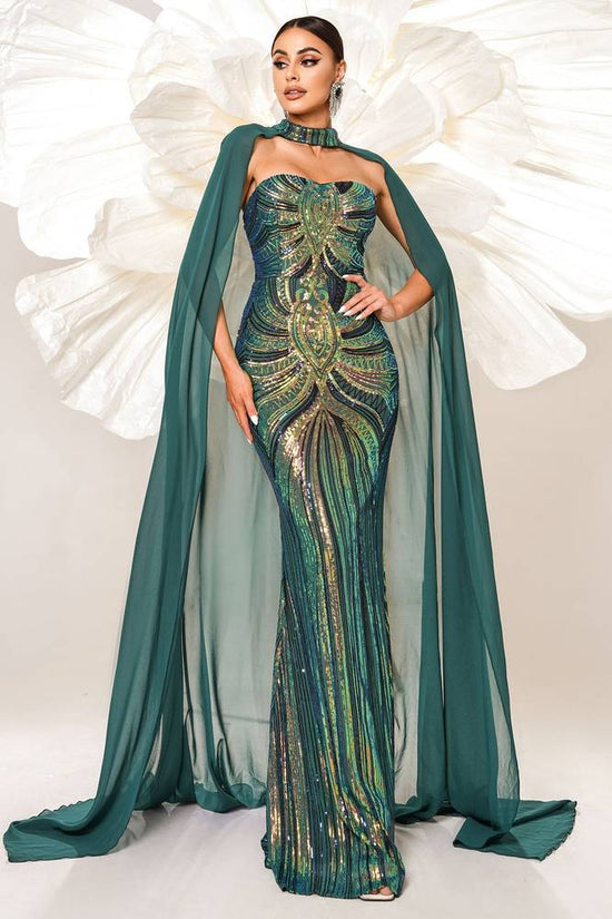 Chic Strapless Mermaid Party Evening Dress With Bolero