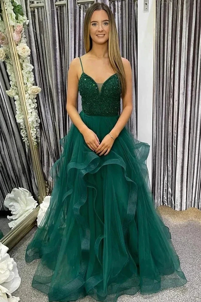 Chic Sweetheart Spaghetti Straps Two Tone Prom Gown