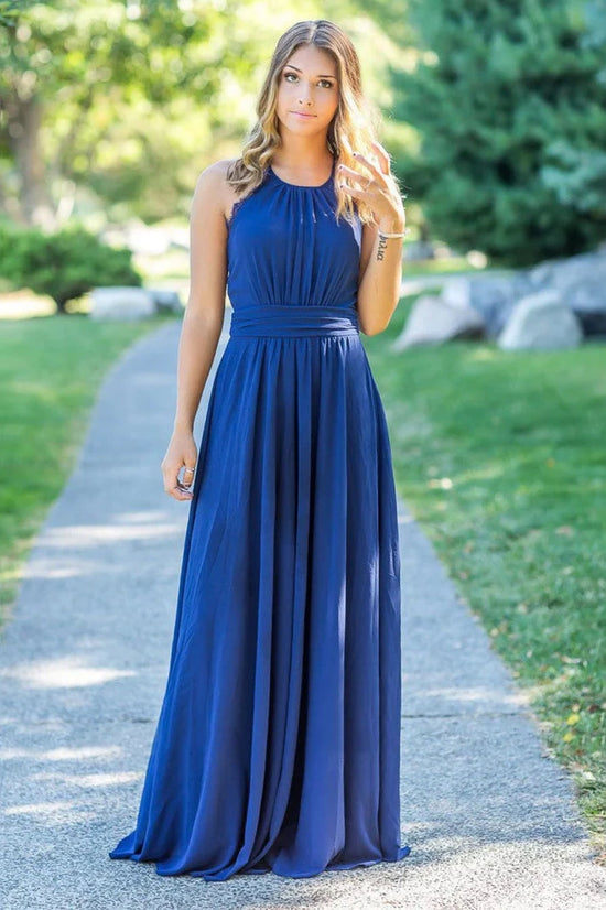 Chiffon A-Line Round Sleeveless Empire Bridesmaid Dress