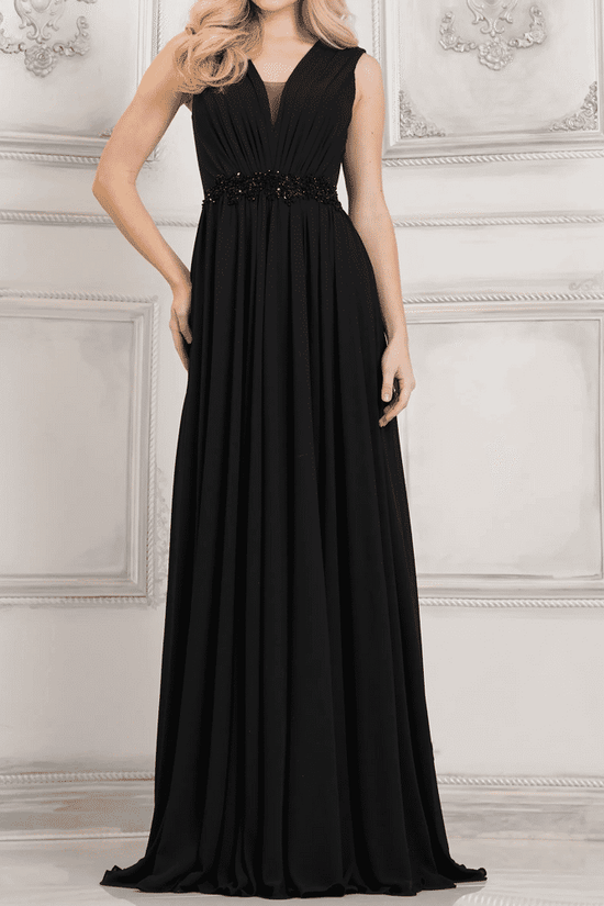 Chiffon A-Line V-Neck Sleeveless Empire Beaded Mother Of Brides Dress