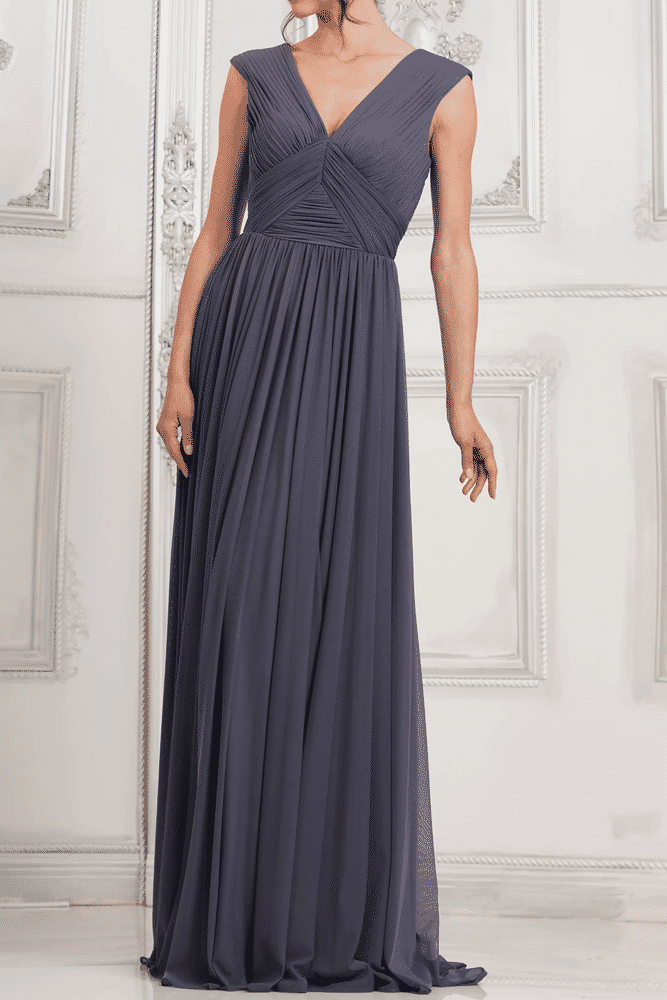 Chiffon A-Line V-Neck Sleeveless Mother Of Brides Dress