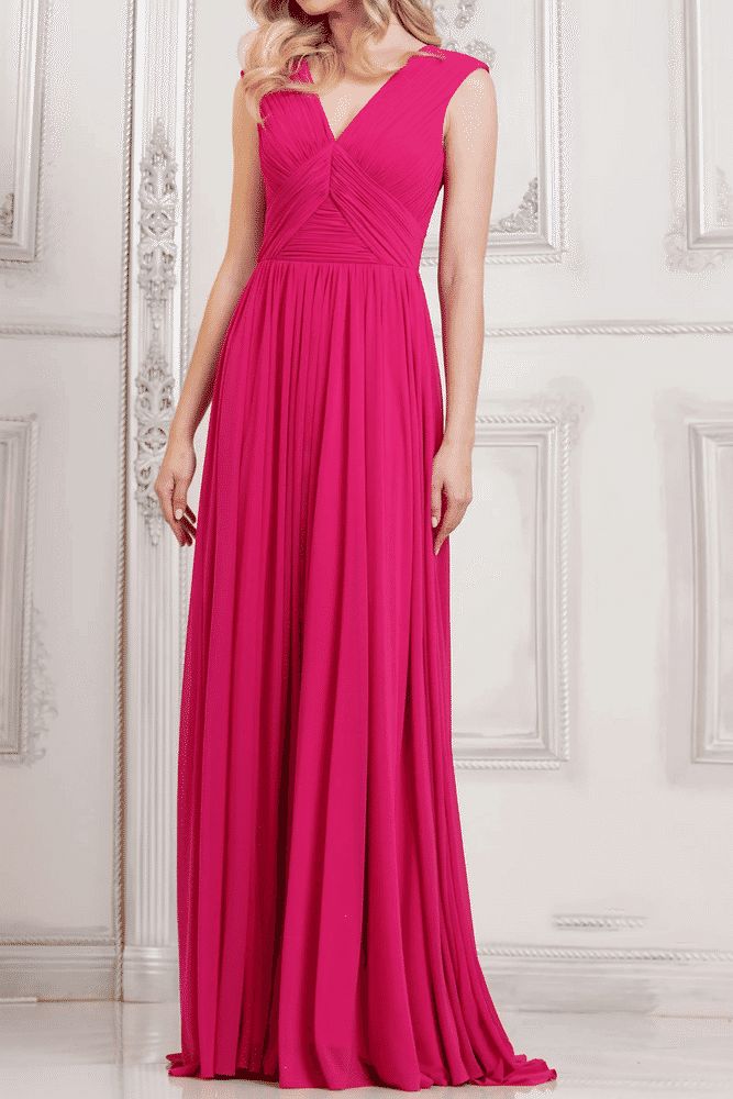 Chiffon A-Line V-Neck Sleeveless Mother Of Brides Dress