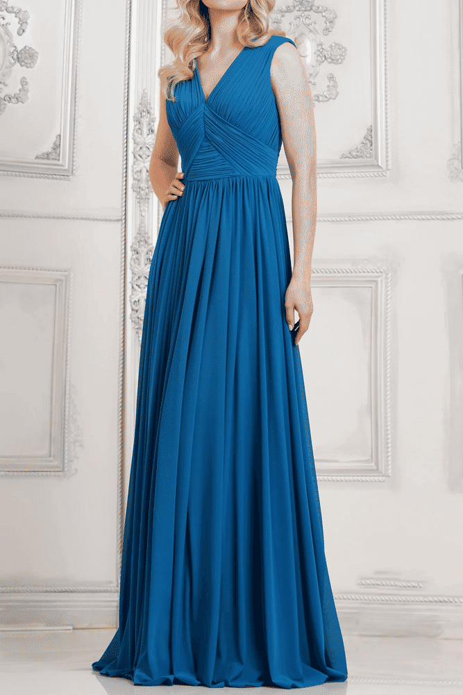 Chiffon A-Line V-Neck Sleeveless Mother Of Brides Dress