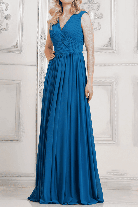 Chiffon A-Line V-Neck Sleeveless Mother Of Brides Dress