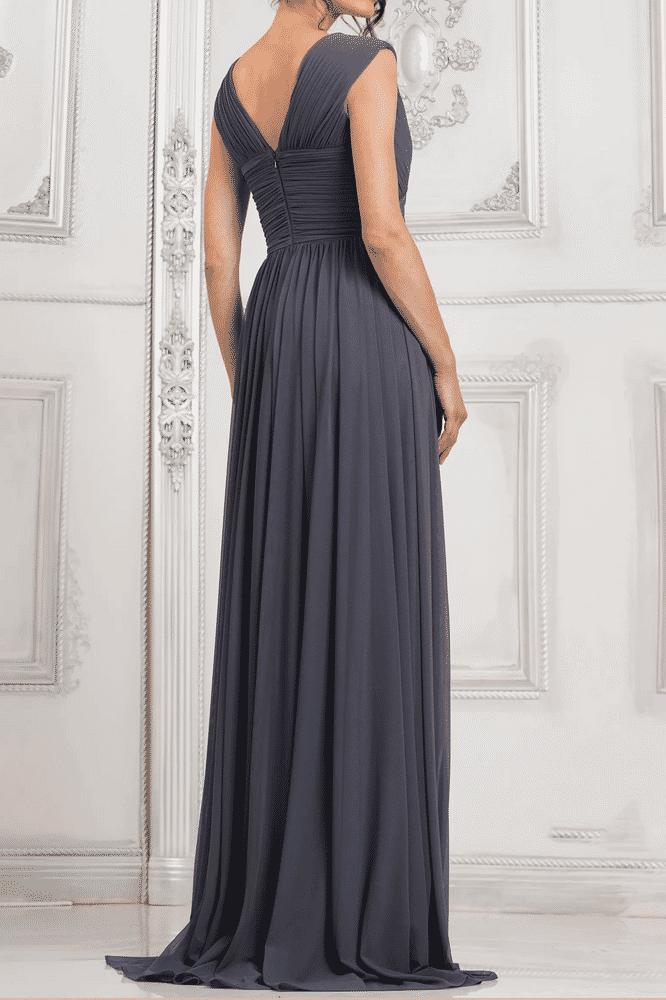 Chiffon A-Line V-Neck Sleeveless Mother Of Brides Dress