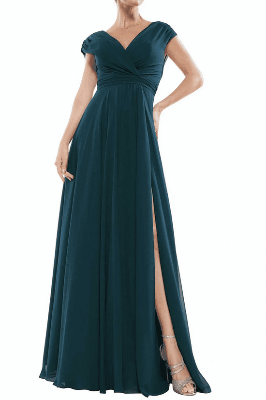 A-Line V-Neck Sleeveless Floor-Length Mother Of Brides Dress