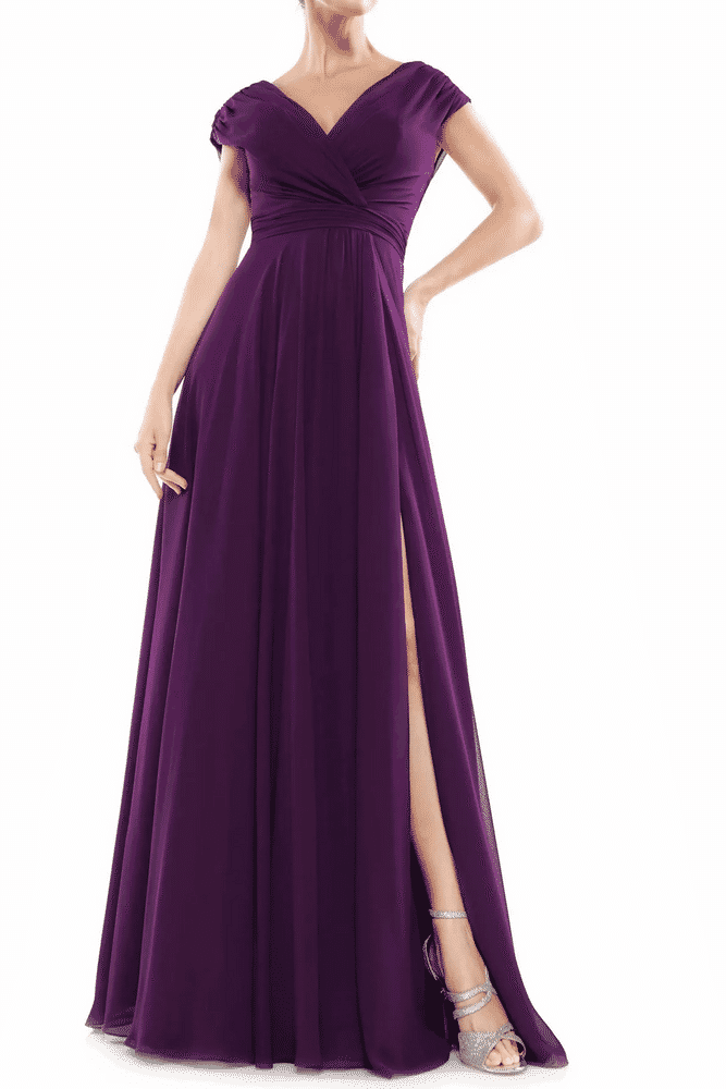 A-Line V-Neck Sleeveless Floor-Length Mother Of Brides Dress