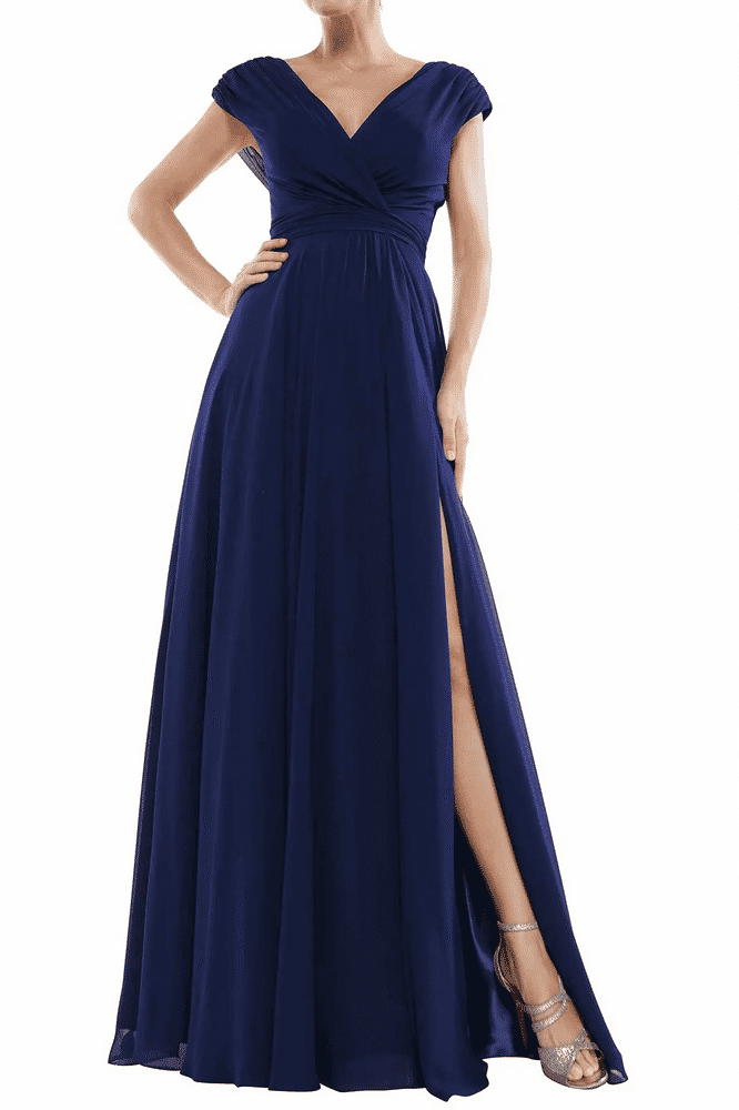 A-Line V-Neck Sleeveless Floor-Length Mother Of Brides Dress