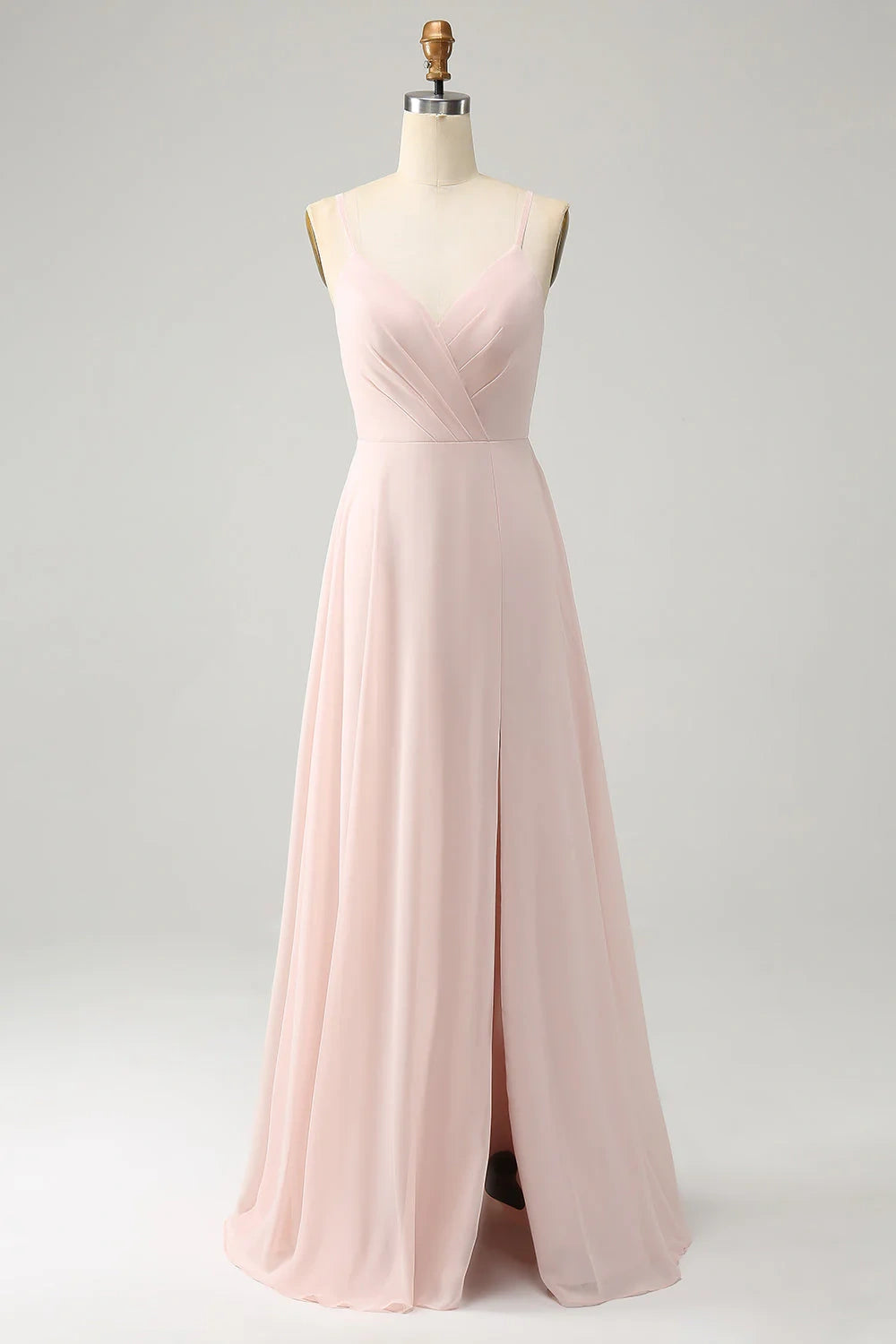 Chiffon A-Line V-Neck Spaghetti Straps Bridesmaid Dress