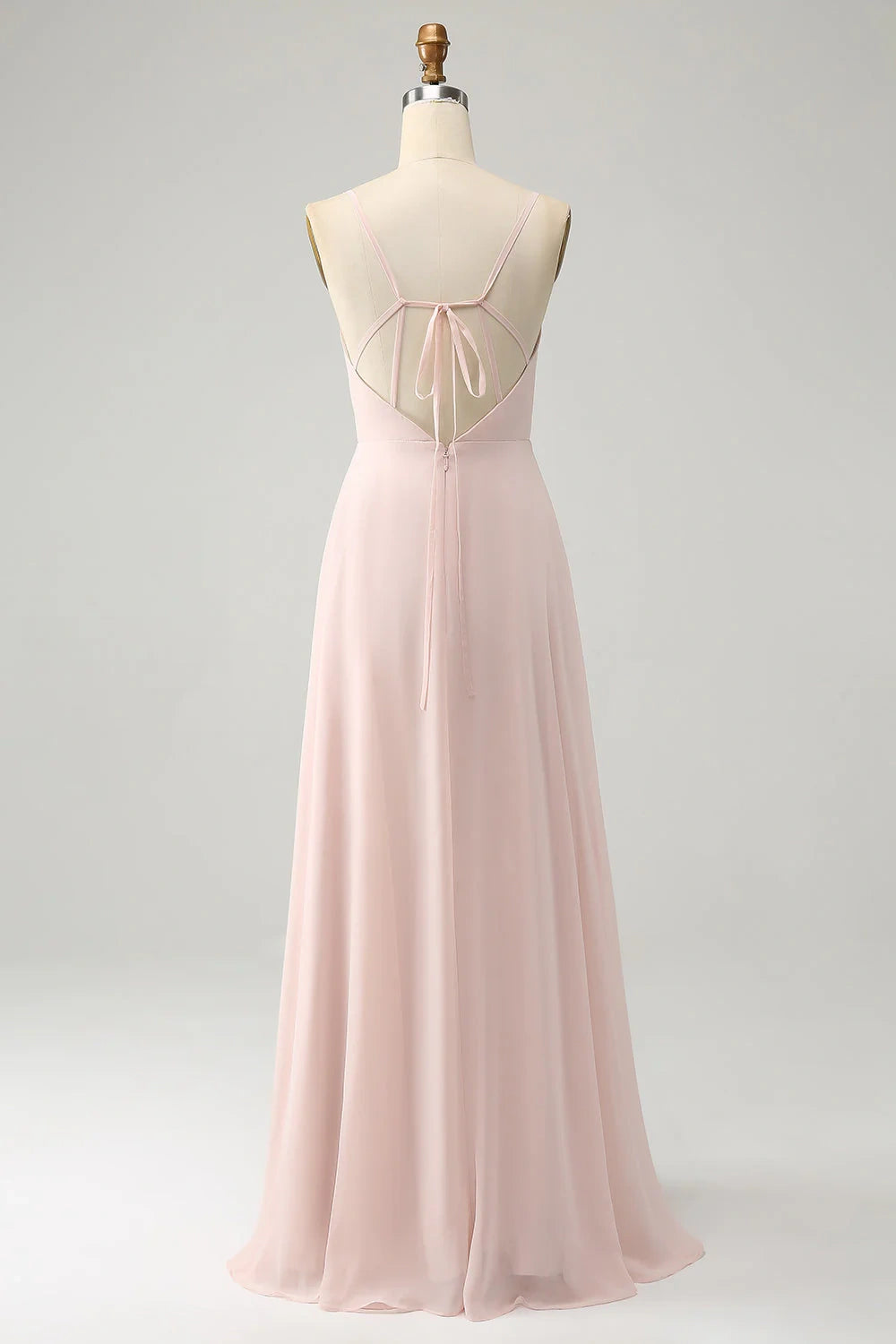 Chiffon A-Line V-Neck Spaghetti Straps Bridesmaid Dress