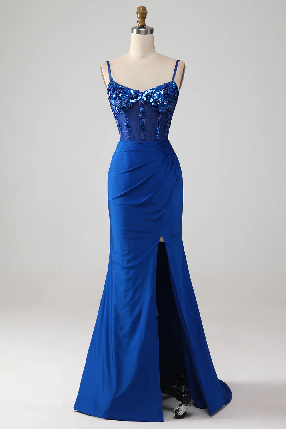 Classic Satin Trumpet Off-Shoulder Sequins Applique Long Prom Dress