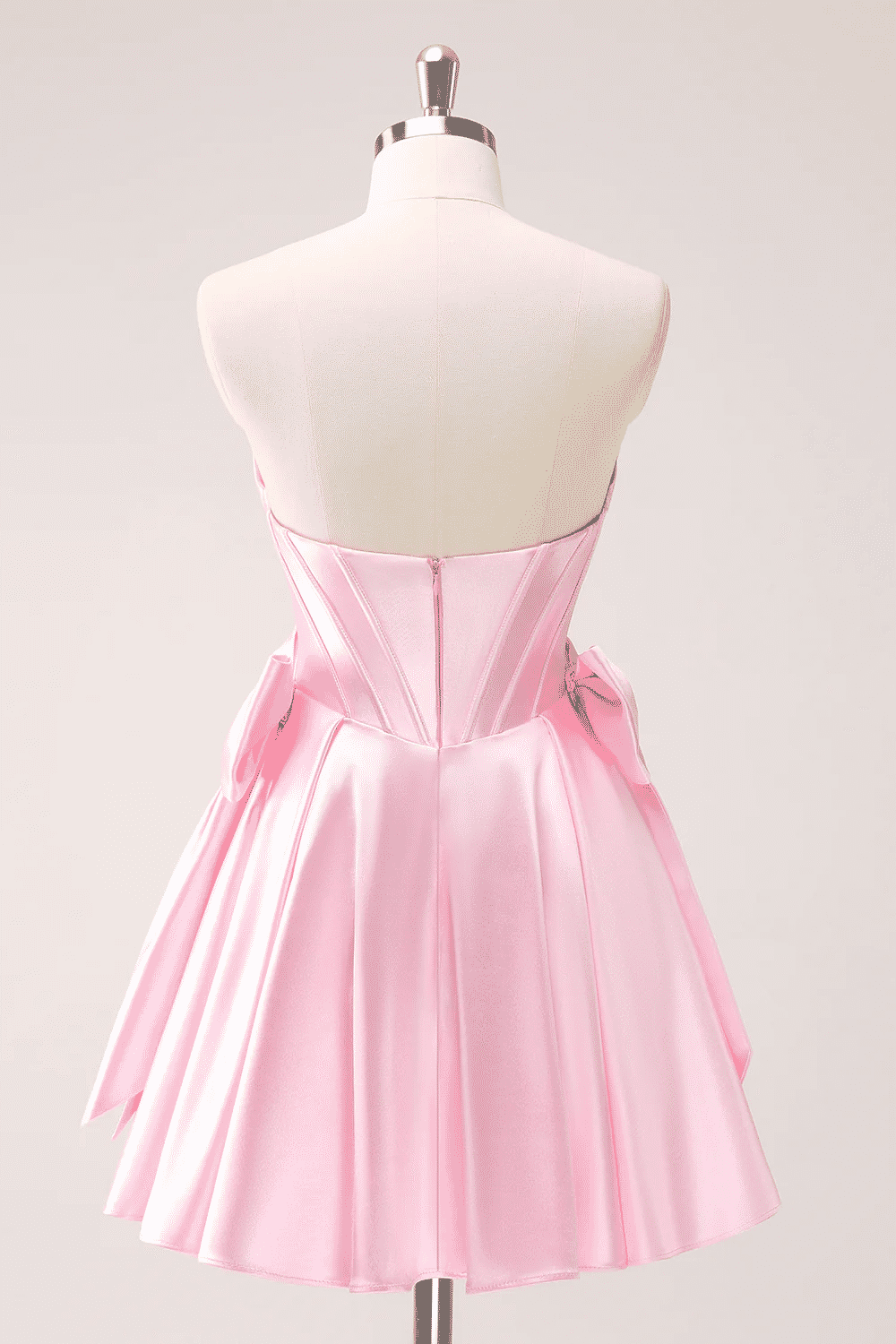 Cute Satin A-Line Sweetheart Strapless Beaded Homecoming Dress