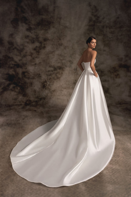 Casual Satin A-Line Strapless With Side Slit Wedding Dress