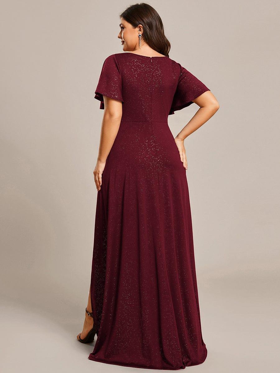 Glitter A-Line Empire Plus Size Ruffle Evening Dress