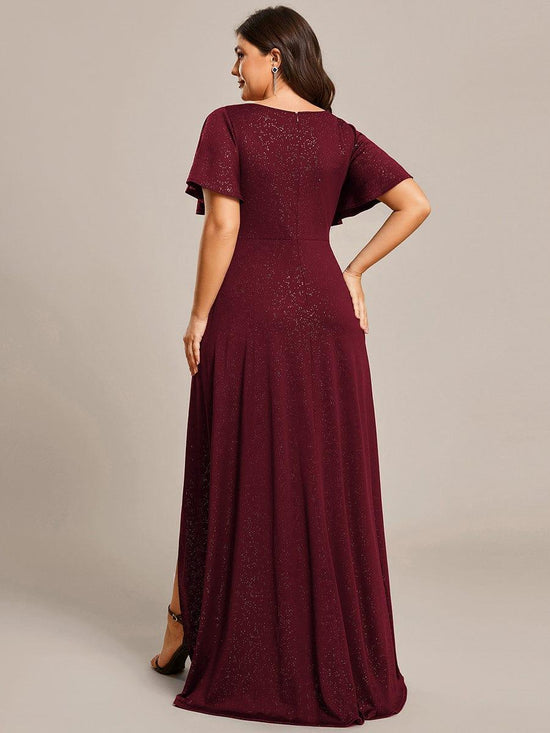 Glitter A-Line Empire Plus Size Ruffle Evening Dress