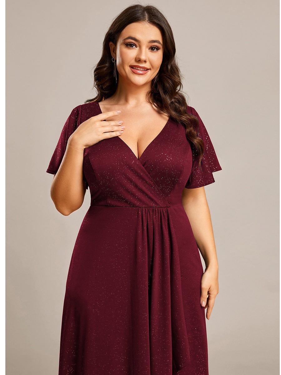 Glitter A-Line Empire Plus Size Ruffle Evening Dress