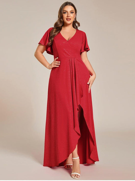 Glitter A-Line Empire Plus Size Ruffle Evening Dress
