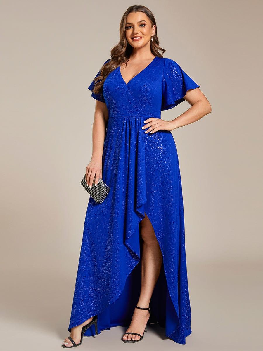 Glitter A-Line Empire Plus Size Ruffle Evening Dress
