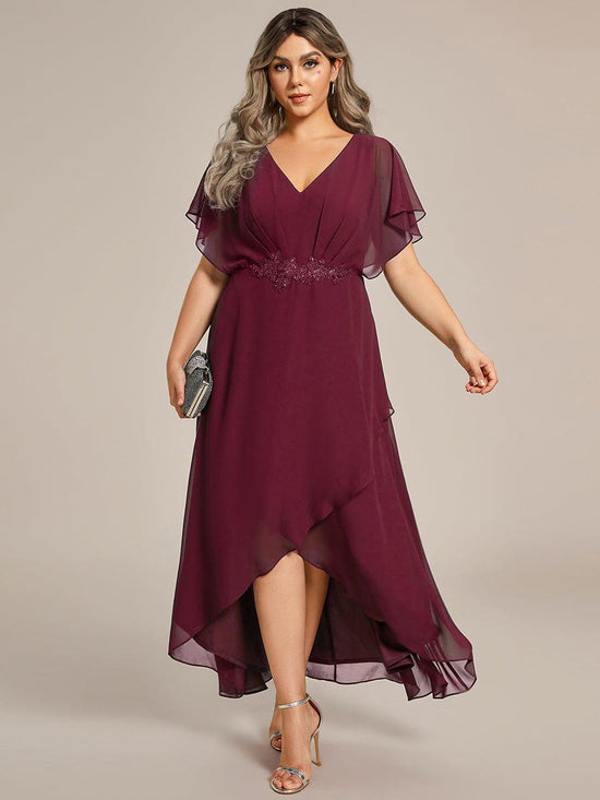 Elegant Chiffon A-Line Short Sleeves Appliques Mother of the Bride Dress