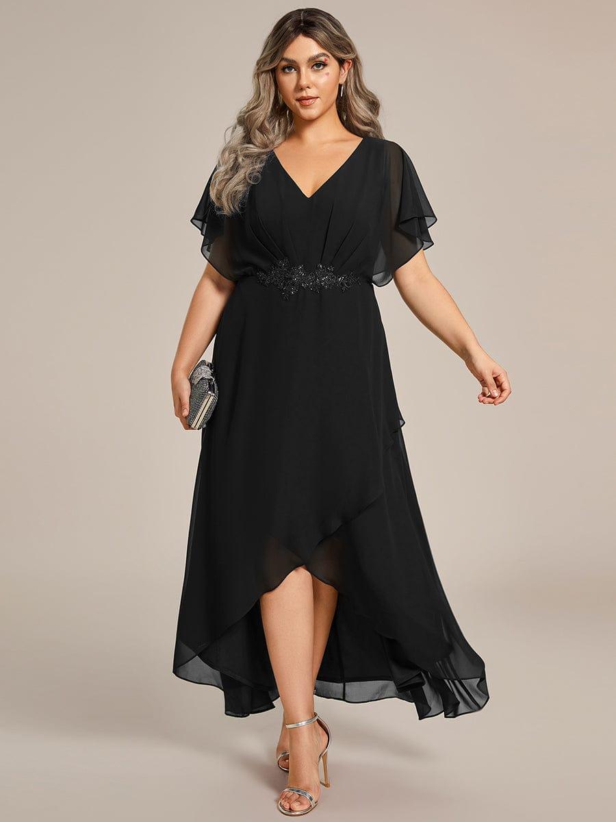 Elegant Chiffon A-Line Short Sleeves Appliques Mother of the Bride Dress