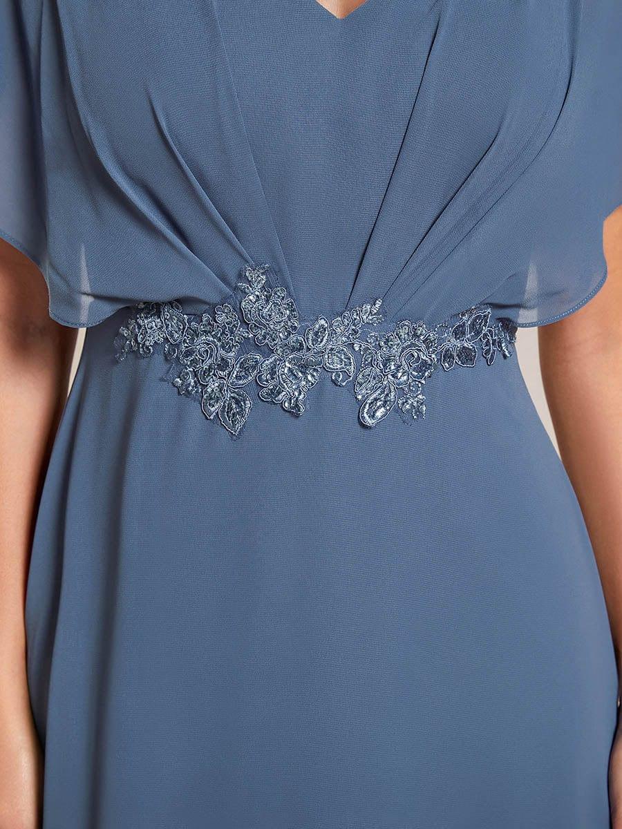 Elegant Chiffon A-Line Short Sleeves Appliques Mother of the Bride Dress