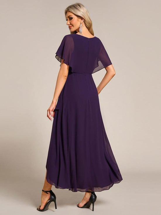 Elegant Chiffon A-Line Short Sleeves Appliques Mother of the Bride Dress
