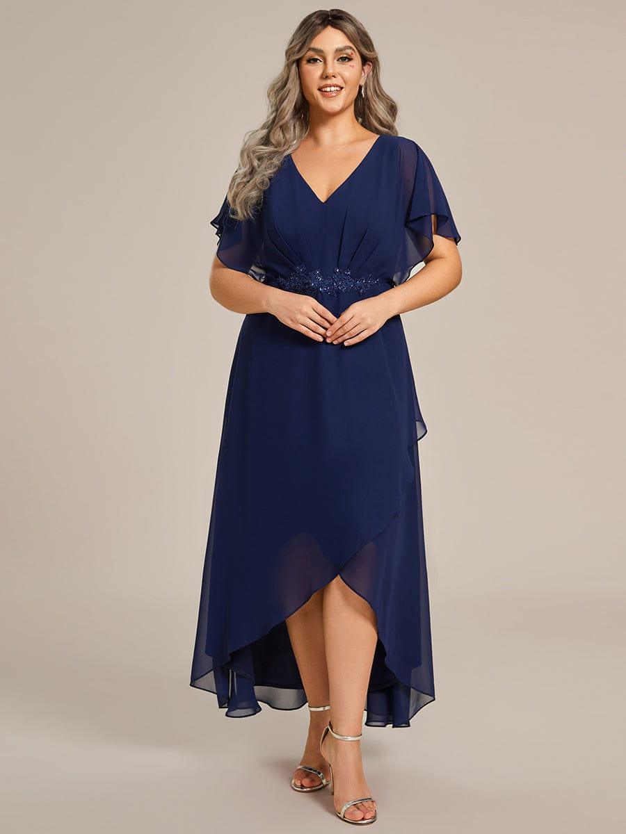 Elegant Chiffon A-Line Short Sleeves Appliques Mother of the Bride Dress