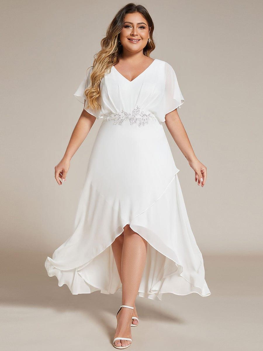 Elegant Chiffon A-Line Short Sleeves Appliques Mother of the Bride Dress